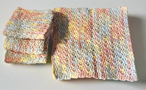 Multicolor rainbow crocheted cotton dishcloths set of 4