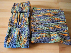 Set of 4 Dark Blue, Green, and Brown Variegated Dishcloths - Perfect for Washing Dishes - Tableware, Cutlery - Cloud9CrochetShop