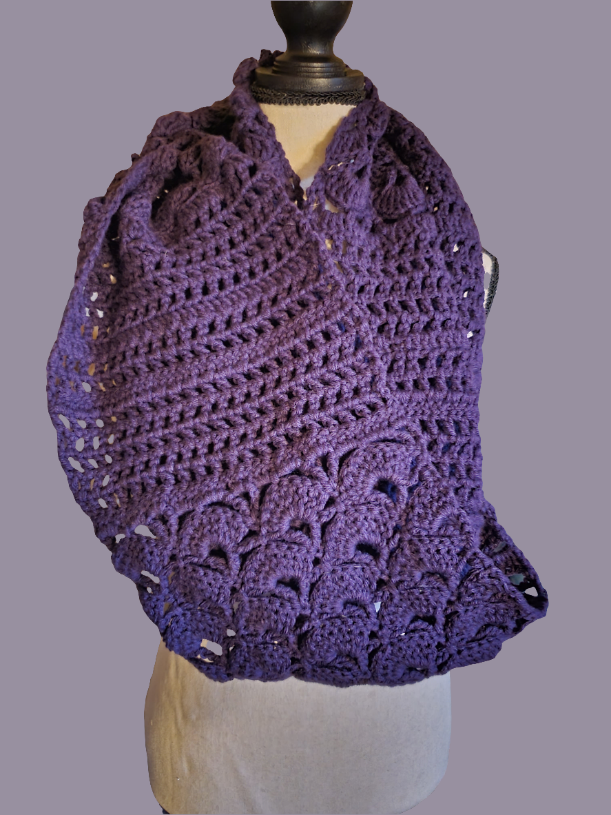 Beautiful handmade crocheted fancy purple infinity super scarf