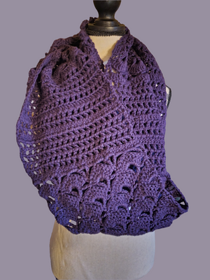 Beautiful handmade crocheted fancy purple infinity super scarf