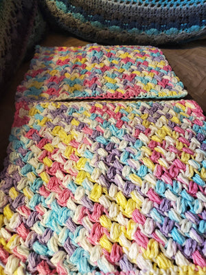 Crocheted cotton rainbow dishcloths set of 4 for household cleaning